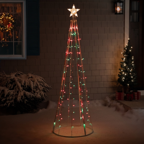 6' Red and Green Lighted Show Cone Christmas Tree Outdoor Decoration