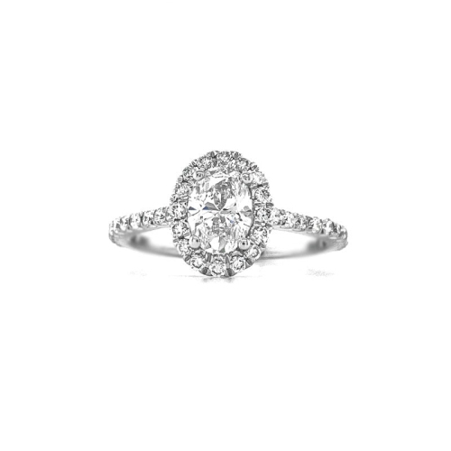 14K White Gold 0.86tdw Lab Grown Oval Halo Diamond Engagement Ring