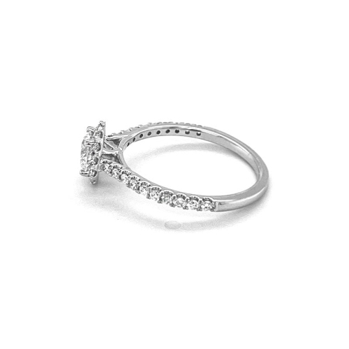 14K White Gold 0.86tdw Lab Grown Oval Halo Diamond Engagement Ring