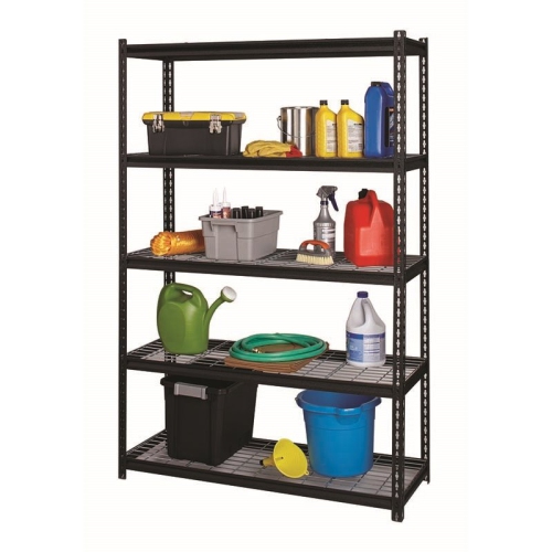 Iron Horse 2300 Riveted Wire Deck Metal Shelving 5-Shelf 18Dx48Wx72H Black