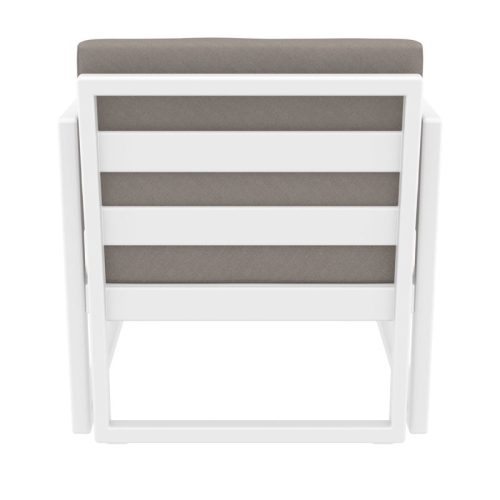 Mykonos Patio Club Chair in White with Acrylic Fabric Taupe Cushions