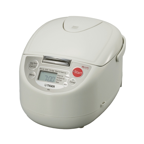 Tiger JBA-A18U-W 10-Cup Micom Rice Cooker with Food Steamer and Slow Cooker, White - Refurbished