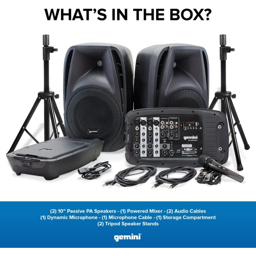 Gemini ES210MXBLUST Portable PA System