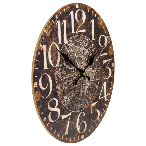 12" Battery Operated Round Wall Clock with World Globe Design