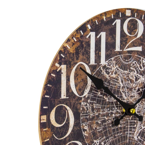 12" Battery Operated Round Wall Clock with World Globe Design