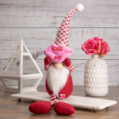 23" Sitting Kiss Me Lips Valentine's Day Gnome