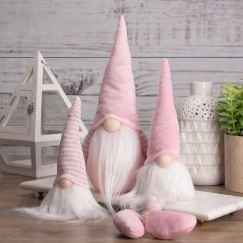 12" Pink and White Spring Gnome