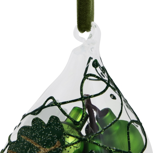 6" Green Grape Cluster in Teardrop Glass Cloche Christmas Ornament