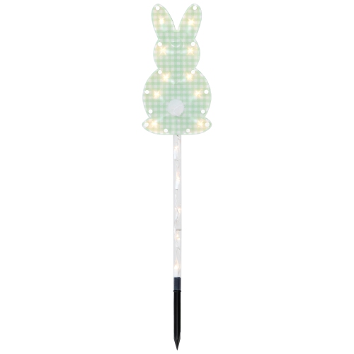 4ct Plaid Pastel Bunny Easter Pathway Marker Lawn Stakes, Clear Lights