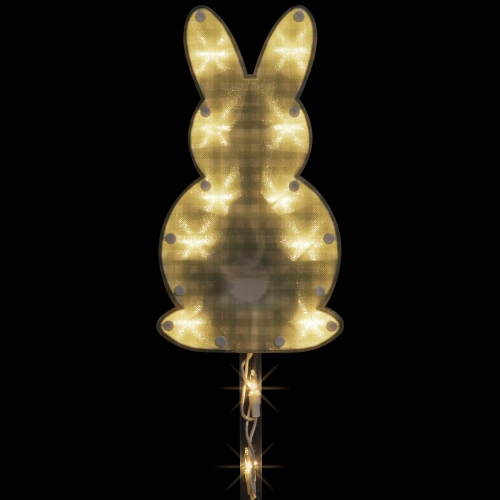 4ct Plaid Pastel Bunny Easter Pathway Marker Lawn Stakes, Clear Lights