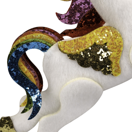 6.5" Plush Leaping Rainbow Unicorn Christmas Ornament