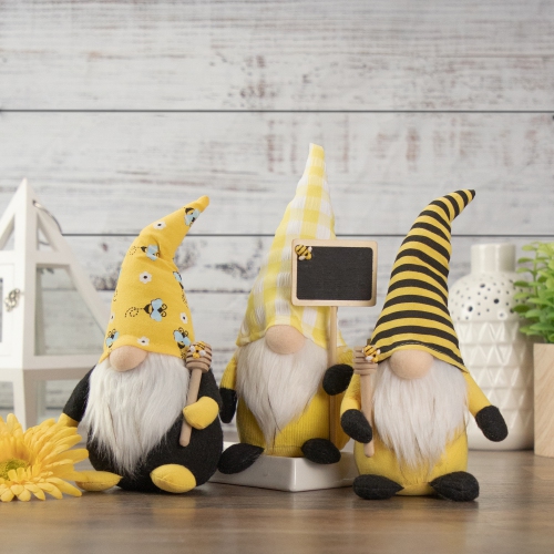 10" Bumblebee Daisy Springtime Gnome with Honey Dipper