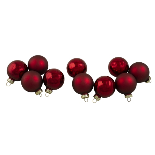 NORTHLIGHT  10Ct Burgundy 2-Finish Glass Christmas Ball Ornaments 1.75" (45Mm) In Red