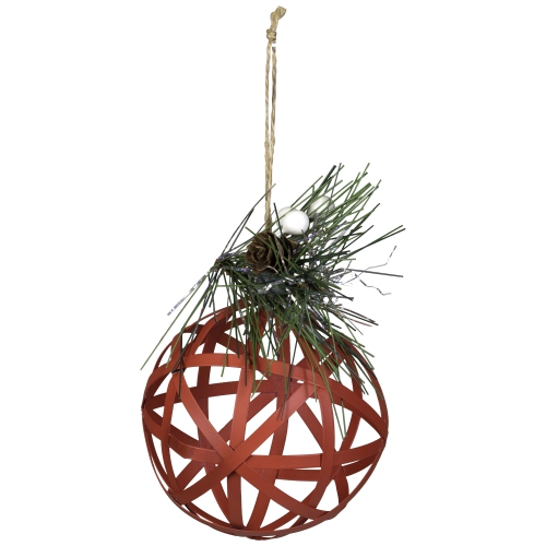 5" Red Rattan Style Christmas Ball Ornament