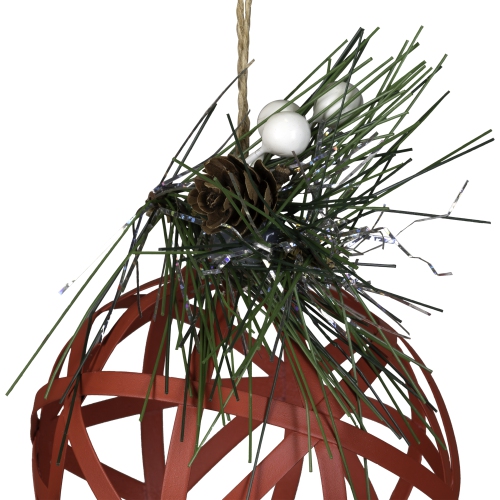 5" Red Rattan Style Christmas Ball Ornament