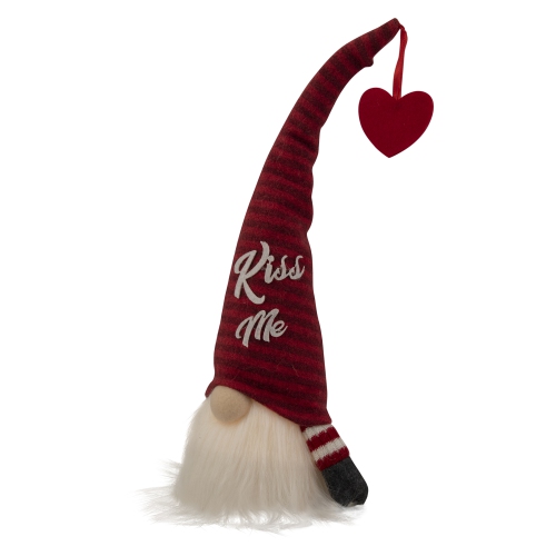 14" Lighted Red Striped 'Kiss Me' Valentine's Day Gnome
