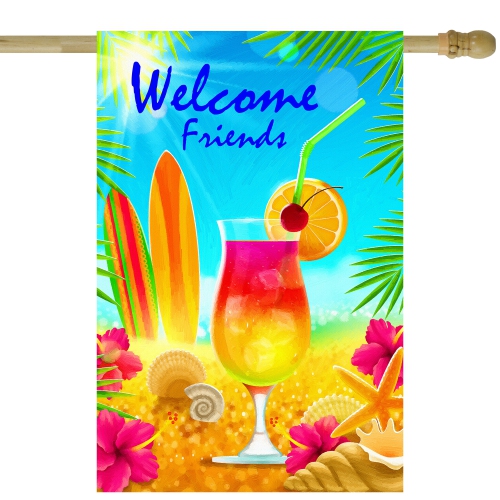 NORTHLIGHT  Tropical Welcome Friends Outdoor House Flag 28" X 40"