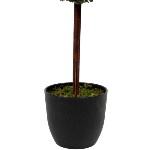 4' Artificial Two-Tone Boxwood Triple Ball Topiary Tree with Round Pot, Unlit