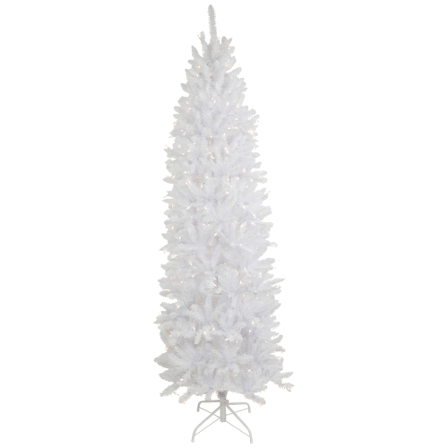 NORTHLIGHT  7.5' Pre-Lit Rapids Pine Pencil Artificial Christmas Tree, Clear Lights In White
