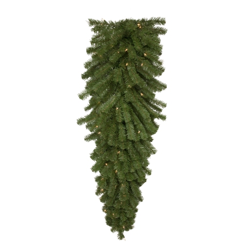 54" Pre-Lit Deluxe Dorchester Pine Artificial Christmas Teardrop Swag, Clear Lights