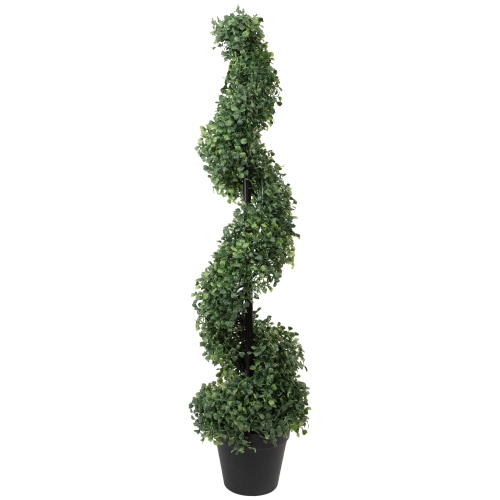 NORTHLIGHT  3' Artificial Two-Tone Boxwood Spiral Topiary Tree With Round Pot, Unlit