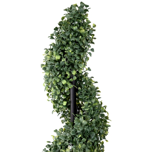 Two-Toned Boxwood Spiral Artificial Topiary Tree in Round Pot - 3'