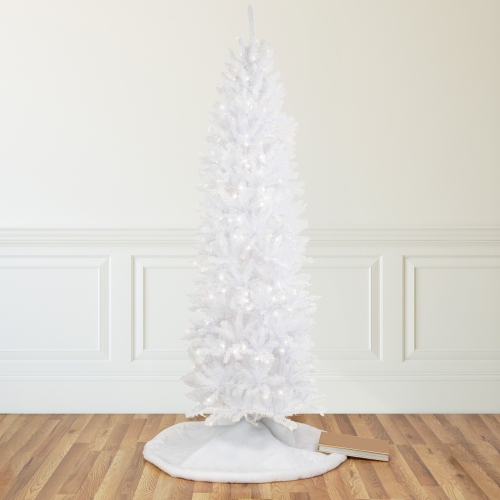 9' Pre-Lit Rapids White Pine Pencil Artificial Christmas Tree, Clear Lights