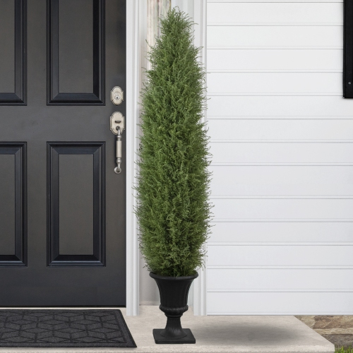 Real Touch™ Artificial Cedar Pine Arborvitae Tree in Urn Style Pot, Unlit - 5'