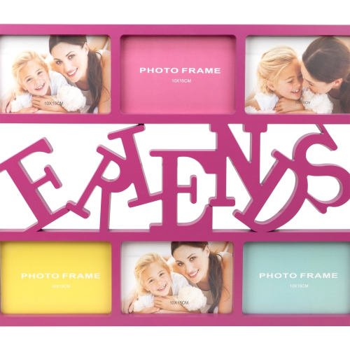Rectangular “Friends" Wall Collage Photo Frame - 28.75" - Pink