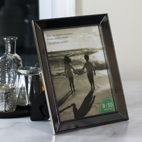 Mirrored Rectangular Picture Frame for 8" x 10" Photo - 12" - Black and Silver