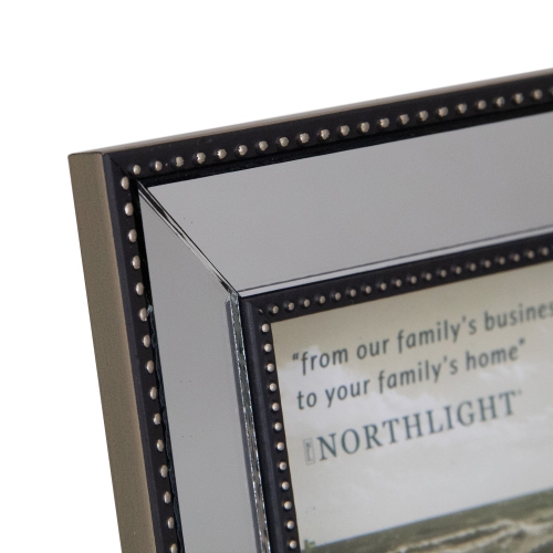 9" Black and Silver Glass Mirror Encased Photo Frame for 5" x 7" Photo