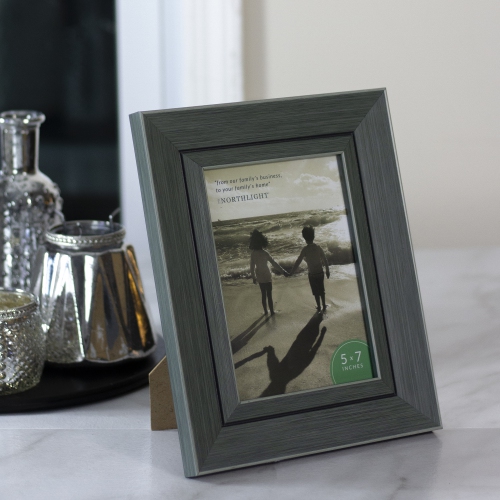 Cadre photo rectangulaire classique pour une photo de 5 x 7 po - 10 po - Gris et noir