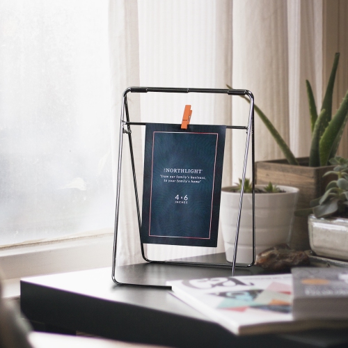 Contemporary Clip-On Picture Frame - for a 4" x 6" Photo - 9.75" - Silver