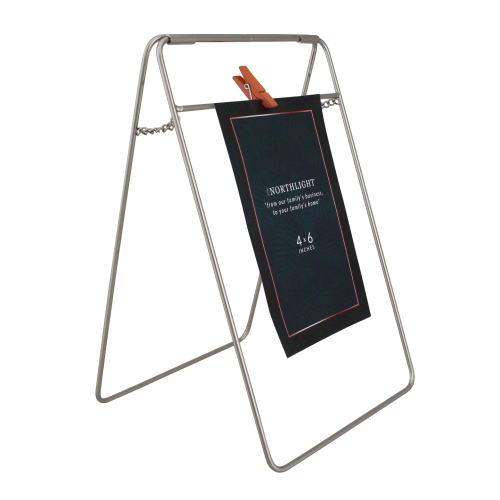 Contemporary Clip-On Picture Frame - for a 4" x 6" Photo - 9.75" - Silver