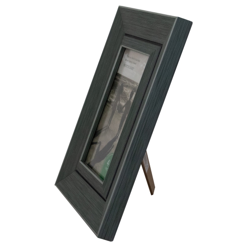 Cadre photo rectangulaire contemporain - pour une photo de 4 x 6 po - Gris et noir