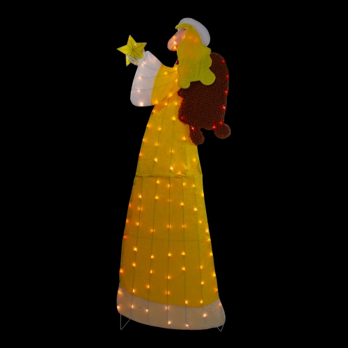72" Lighted 2D Yellow Chenille Angel Outdoor Christmas Decoration