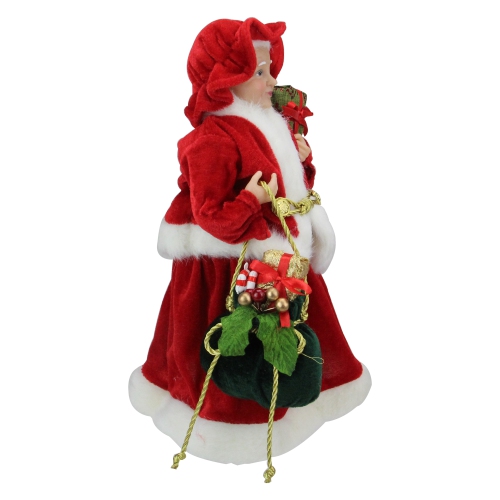 12" Mrs. Claus Holding a Gift and Bag Christmas Figure
