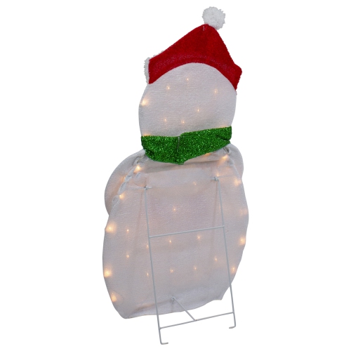32" Lighted 2D Chenille Snowman with Scarf Outdoor Christmas Decoration