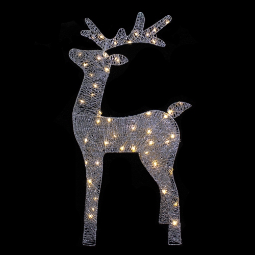 39.5" LED Lighted Silver Glitter Reindeer Outdoor Christmas Decoration