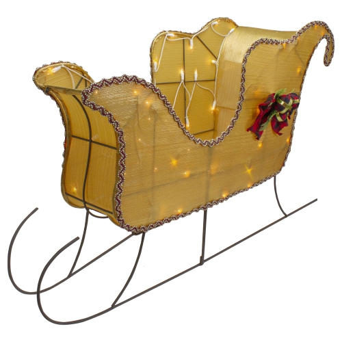 Lighted Gold Shiny Christmas Sleigh Outdoor Yard Decoration, 36-inch