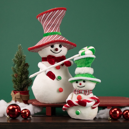 10" Snowman with Candy Cane Christmas Figure