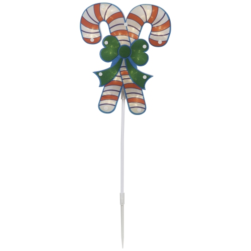 Set of 3 Lighted Holographic Candy Cane Christmas Pathway Markers 25.5"