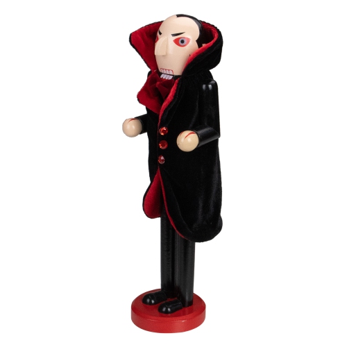 14" Black and Red Wooden Vampire Halloween Nutcracker