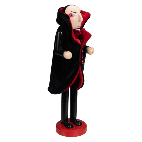 14" Black and Red Wooden Vampire Halloween Nutcracker