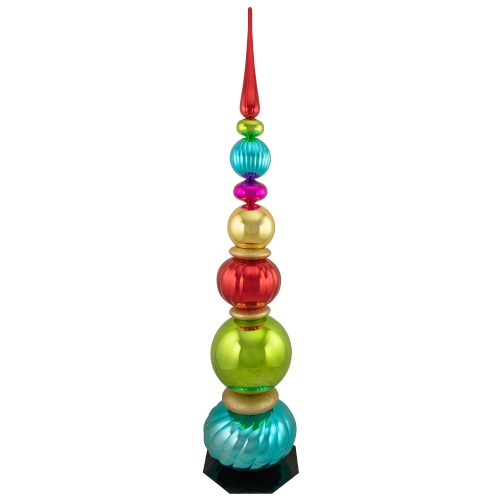 NORTHLIGHT  Ball Finial Tower Commercial Christmas Decoration - 4.5' - Multicolor