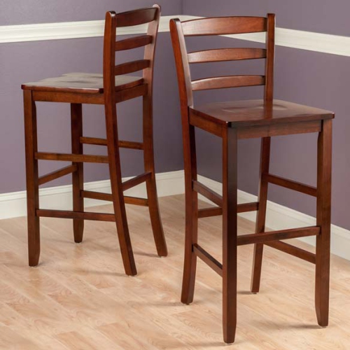 Inglewood 3-Pc High Dining Table with Ladder-back Bar Stools, Walnut