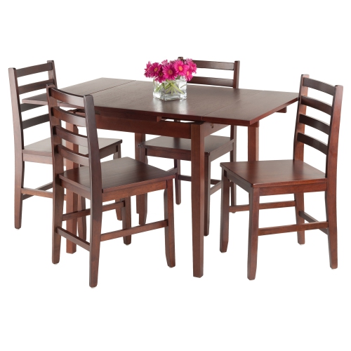 Pulman 5-Pc Extendable Table with Ladder-back Chairs, Walnut