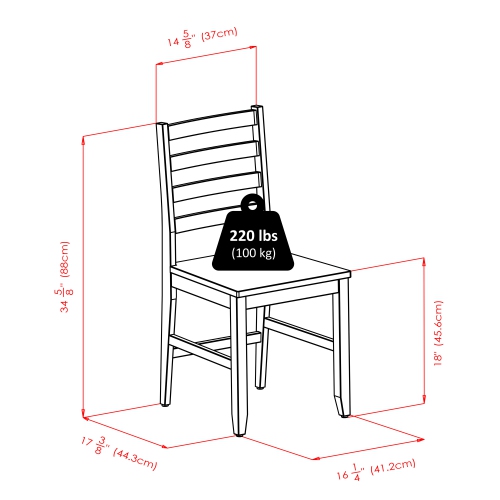 Alamo 5-Pc Round Drop Leaf Table with Ladder-back Chairs, Walnut