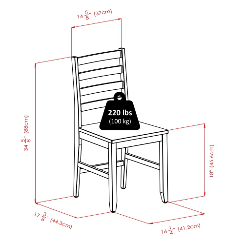 Alamo 3-Pc Drop Leaf Table with Ladder-back Chairs, Walnut