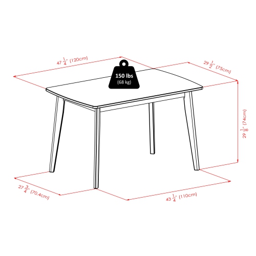 Shaye 5-Pc Dining Table with Slat Back Chairs, Walnut